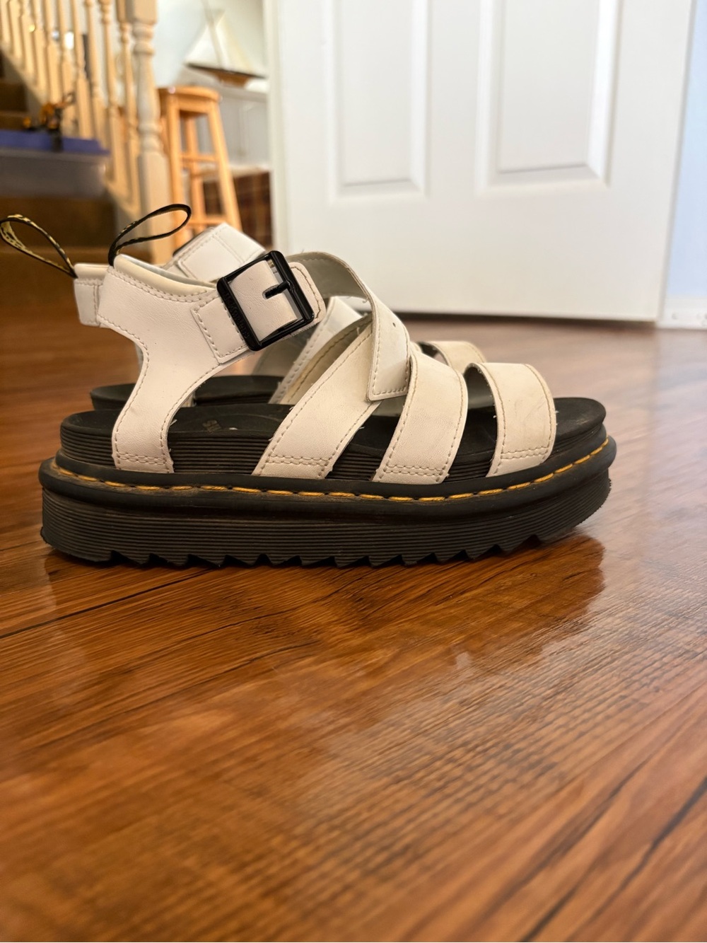 Dr. Martens White Leather Platform Fisherman Sandals